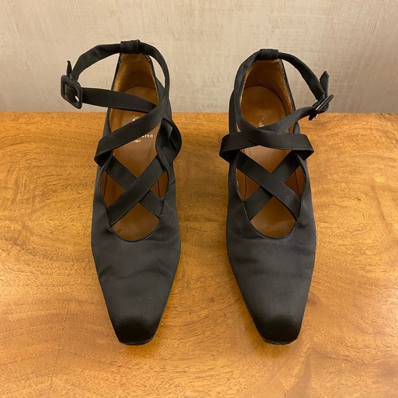 Vintage Ralph Lauren Black Satin Shoes Size 6 - Picture 14 of 16